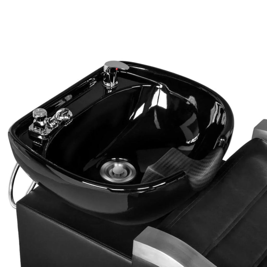 OmySalon BU1501 Salon Shampoo Bowl and Chair Backwash Unit with Ceramic Wash Bowl & Adjustable Footrest -G59000660