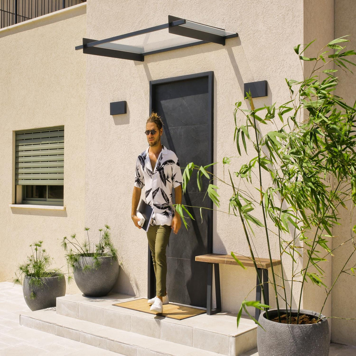 Palram - Canopia | Nancy Door Awning - Gray/Clear - HG9586