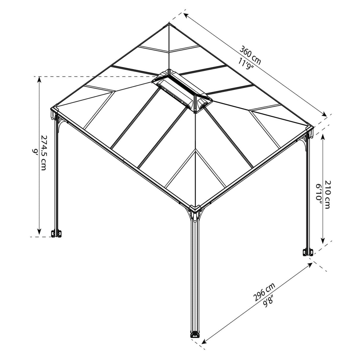 Palram - Canopia | Martinique 3600 10' x 12' Gazebo - HG9169