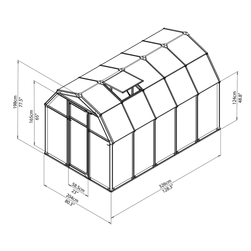 Palram - Canopia | EcoGrow Greenhouse Kit - 6 Ft Wide - Green With 6mm Twin-wall Polycarbonate Glazing - HG7006