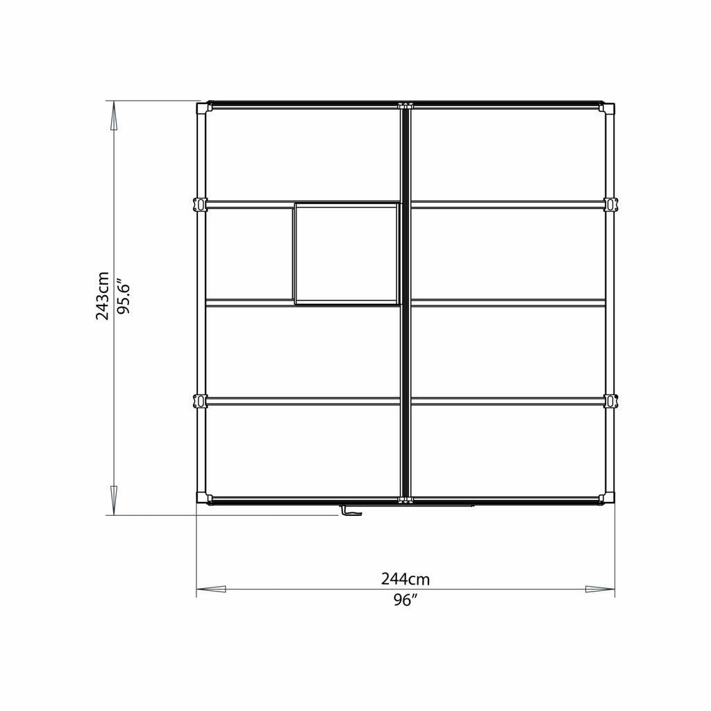 Palram - Canopia | Glory Premium Greenhouse Kit 8 Ft Wide - Gray With 10mm Twin-wall Polycarbonate Glazing - HG5608