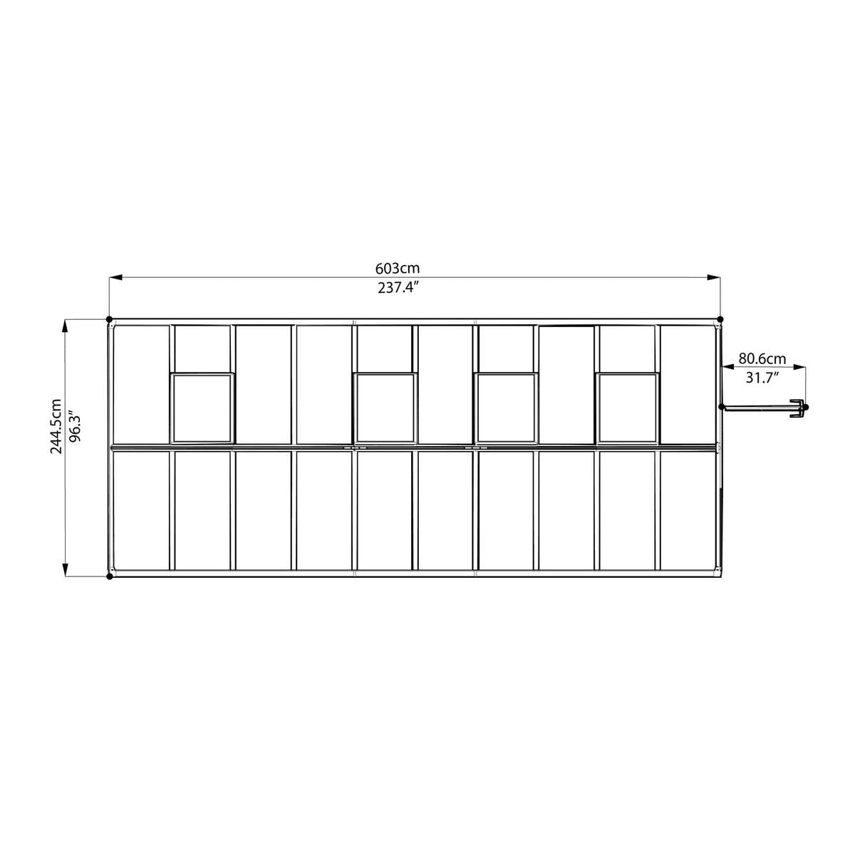 Palram - Canopia | Glory Premium Greenhouse Kit 8 Ft Wide - Gray With 10mm Twin-wall Polycarbonate Glazing - HG5608