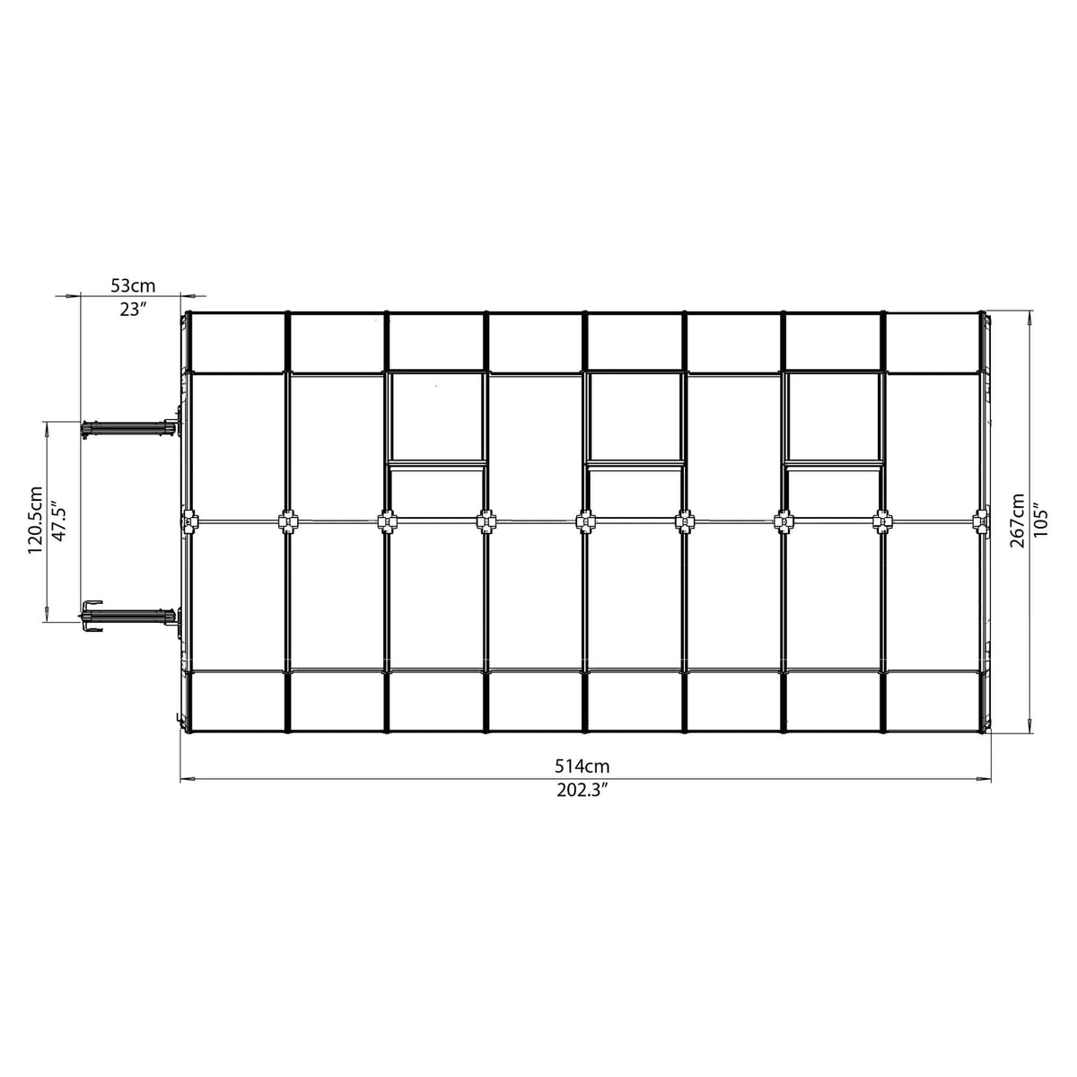 Palram - Canopia | Grand Gardener Greenhouse Kit - 8 Ft Wide - Green - 0.8mm Clear Polycarbonate Glazing - HG7208C