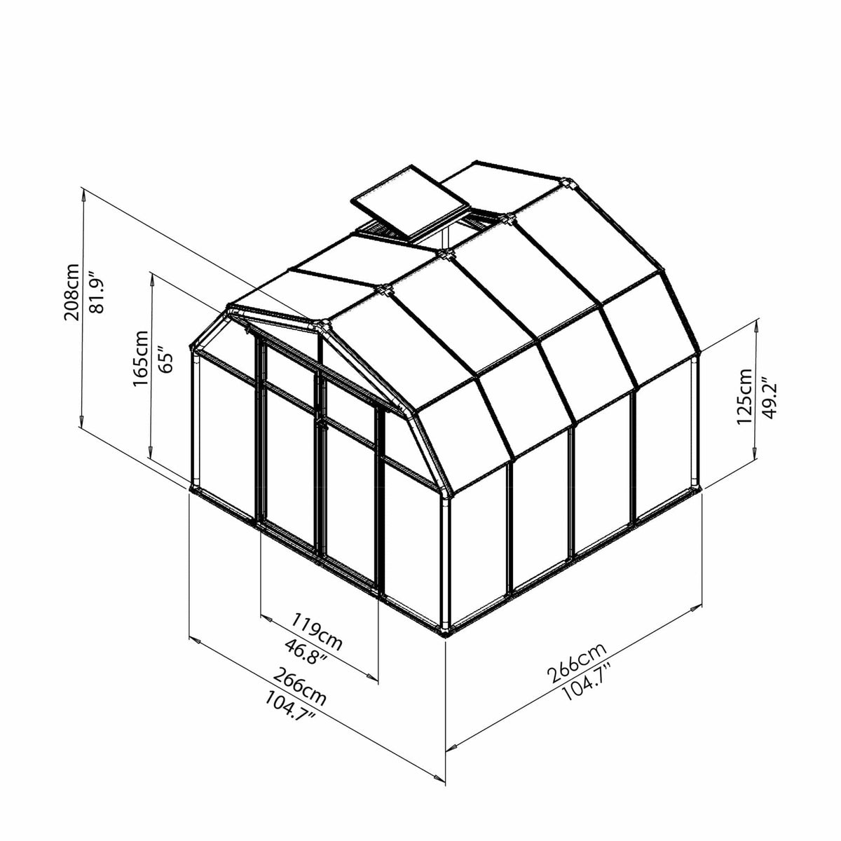 Palram - Canopia | Hobby Gardener Greenhouse Kit - 8 Ft Wide - Green With 6mm Twin-wall Polycarbonate Glazing - HG7108