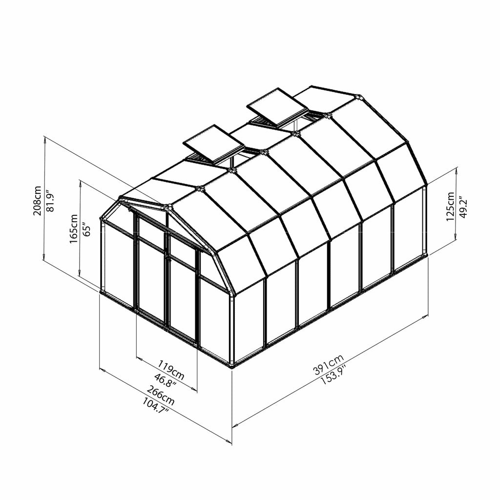 Palram - Canopia | Hobby Gardener Greenhouse Kit - 8 Ft Wide - Green With 6mm Twin-wall Polycarbonate Glazing - HG7108