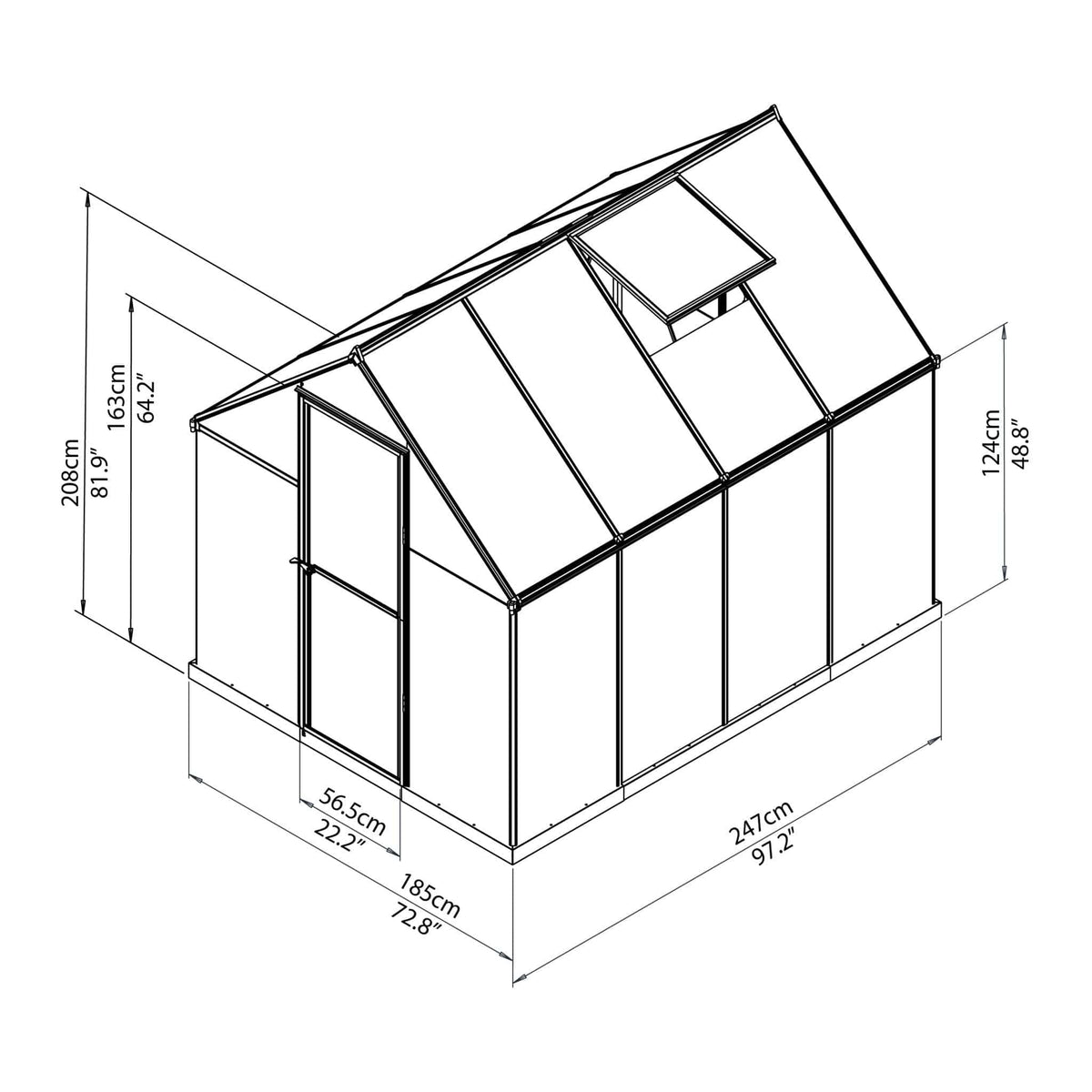 Palram - Canopia | Hybrid Greenhouse Kit - Silver With 0.8mm Polycarbonate Glazing - HG5504
