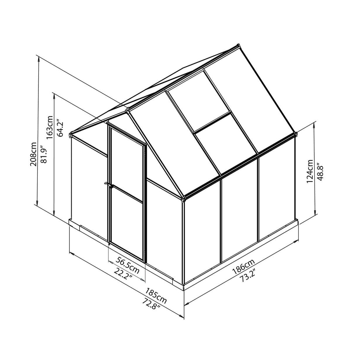 Palram - Canopia | Mythos Greenhouse Kit - 6 Ft Wide - Green With 4mm Twin-wall Polycarbonate Glazing - HG5005G