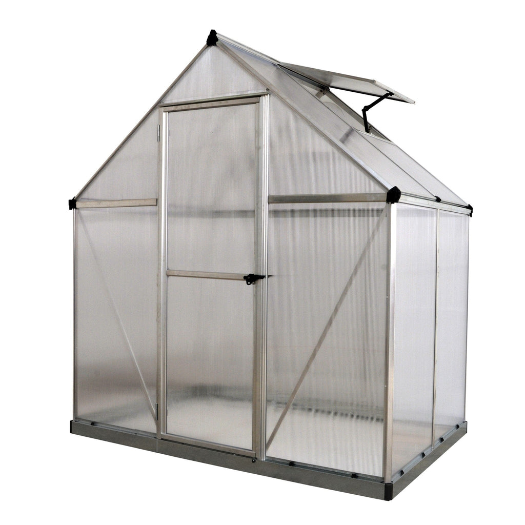 Palram - Canopia | Mythos Greenhouse Kit - 6 Ft Wide - Silver With 4mm Twin-wall Polycarbonate Glazing - HG5005