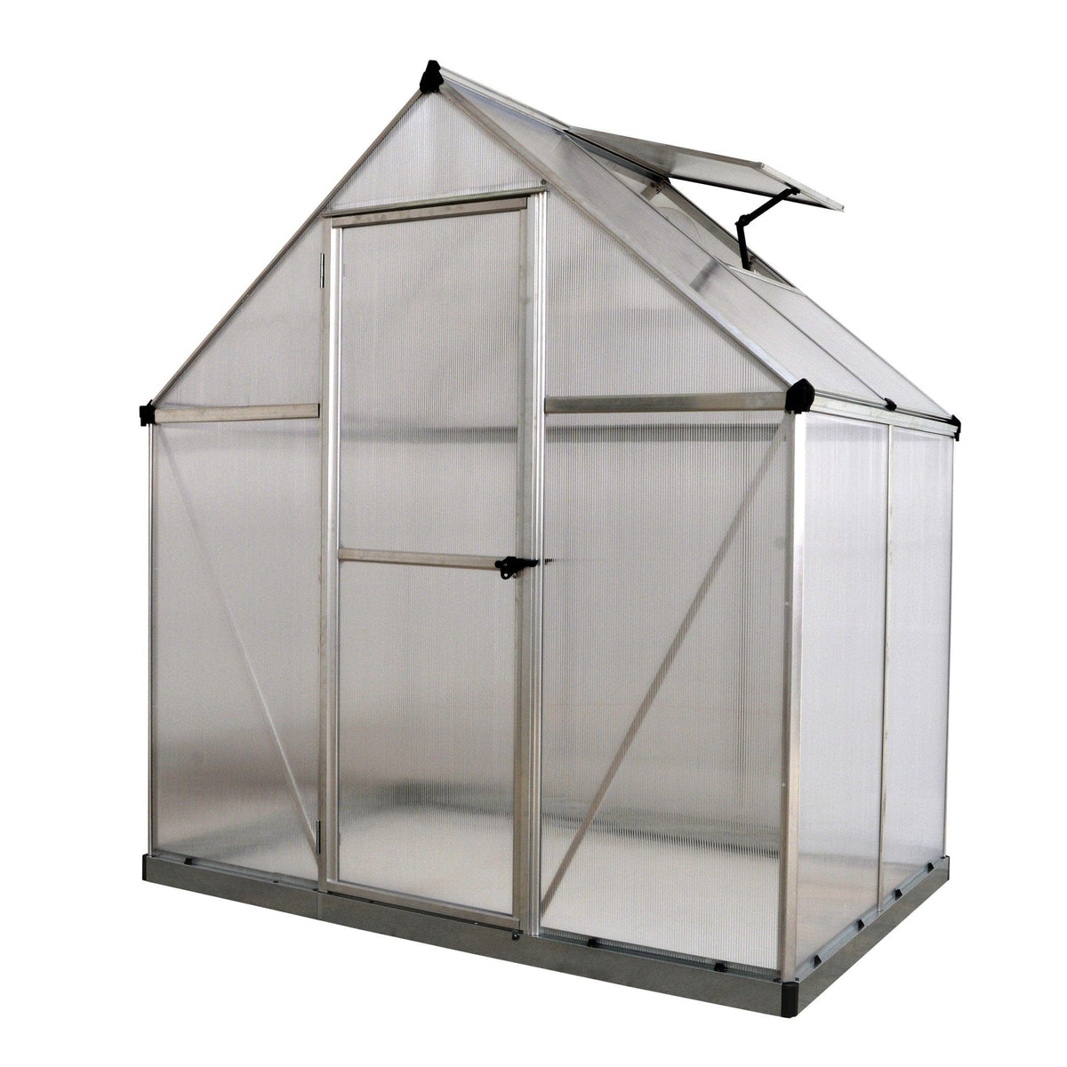Palram - Canopia | Mythos Greenhouse Kit - 6 Ft Wide - Silver With 4mm Twin-wall Polycarbonate Glazing - HG5005