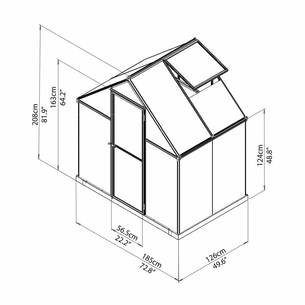 Palram - Canopia | Mythos Greenhouse Kit - 6 Ft Wide - Silver With 4mm Twin-wall Polycarbonate Glazing - HG5005