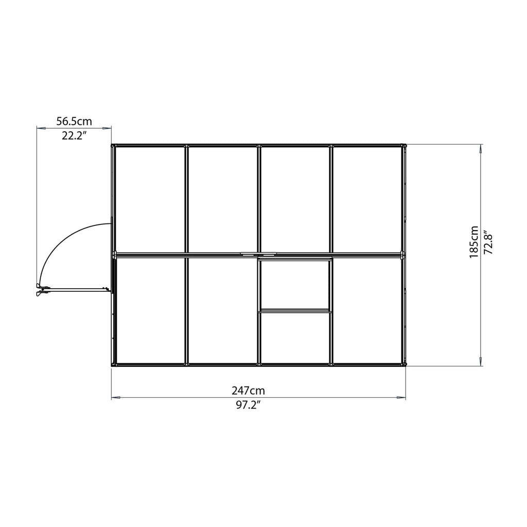 Palram - Canopia | Mythos Greenhouse Kit - 6 Ft Wide - Silver With 4mm Twin-wall Polycarbonate Glazing - HG5005