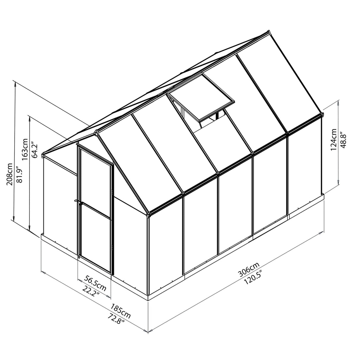 Palram - Canopia | Mythos Greenhouse Kit - 6 Ft Wide - Silver With 4mm Twin-wall Polycarbonate Glazing - HG5005