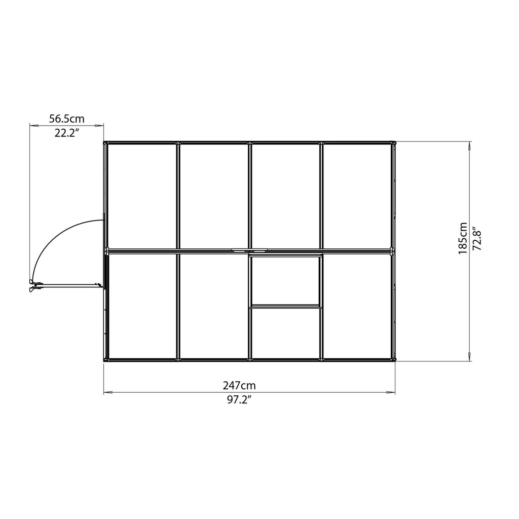 Palram - Canopia | Mythos Greenhouse Kit - 6 Ft Wide - Silver With 4mm Twin-wall Polycarbonate Glazing - HG5005
