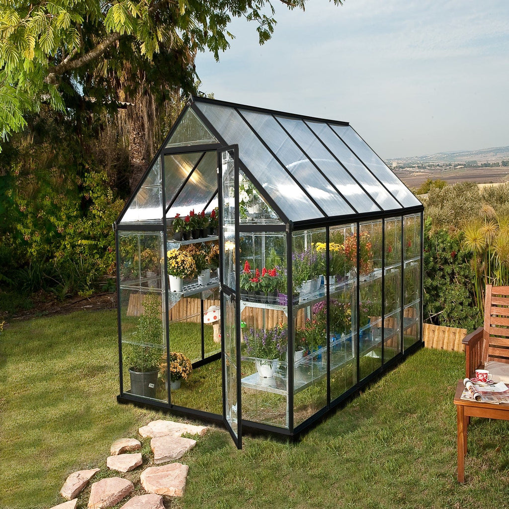 Palram - Canopia | 6x10 Ft Hybrid Greenhouse Kit - Gray With 0.8mm Polycarbonate Glazing - HG5510Y