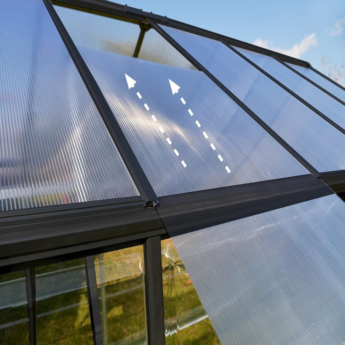Palram - Canopia | 6x8 Ft Hybrid Greenhouse Kit - Gray With 0.8mm Polycarbonate Glazing - HG5508Y
