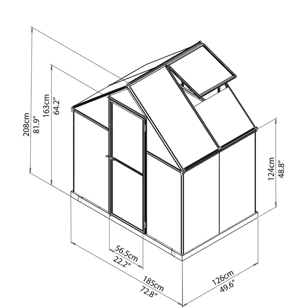 Palram - Canopia | 6x4 Ft Mythos Greenhouse Kit - Gray With 4mm Twin-wall Polycarbonate  - HG5005YGlazing