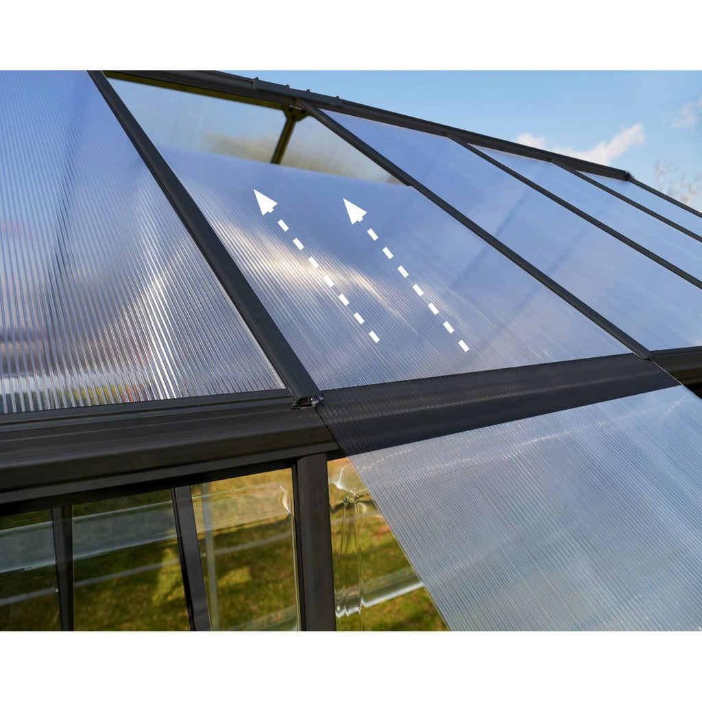 Palram - Canopia | 6x8 Ft Mythos Greenhouse Kit - Gray With 4mm Twin-wall Polycarbonate Glazing - HG5008Y