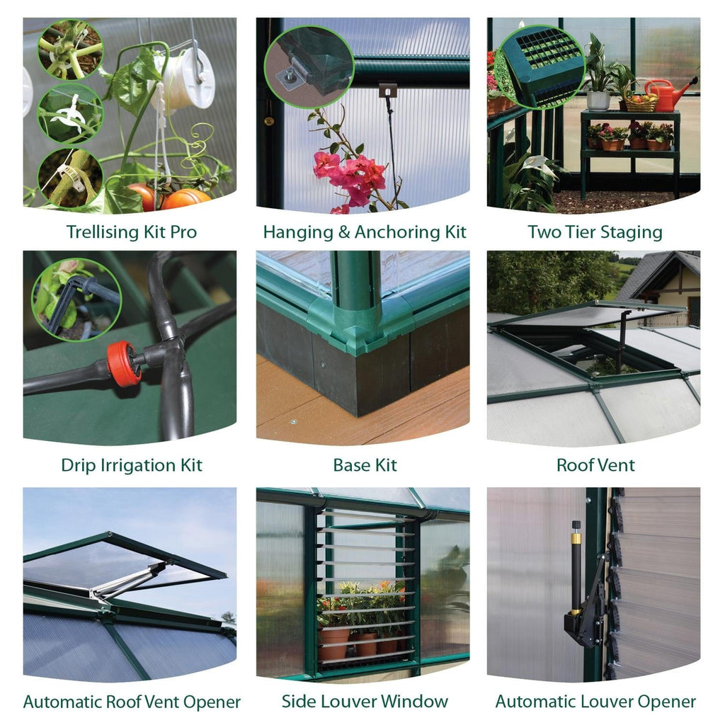 Palram - Canopia | Prestige 8x16 ft Twin Wall Greenhouse Kit Package With 6mm Twin-wall Polycarbonate Glazing - HG7316