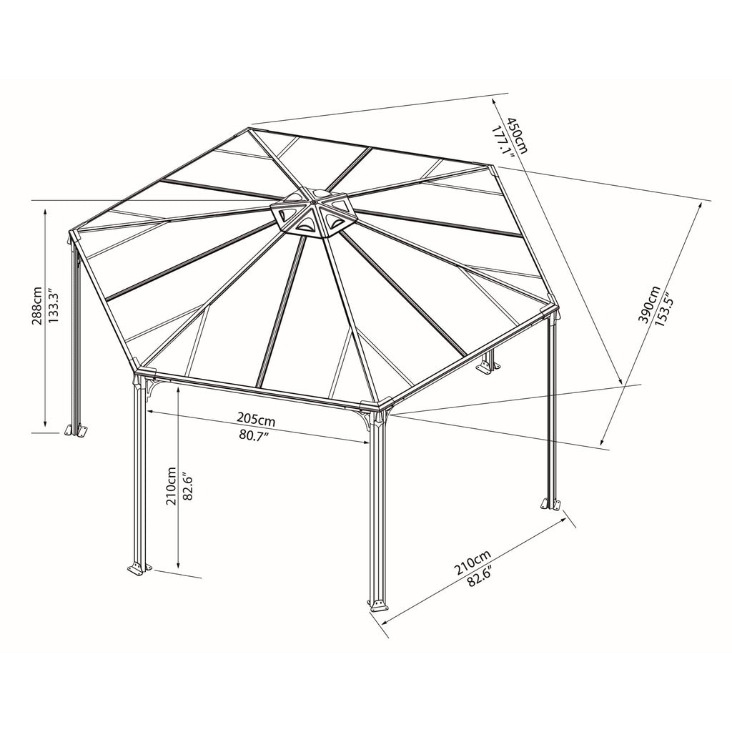 Palram - Canopia | Monaco Hexagon Garden Gazebo 13'X15' - HG9160