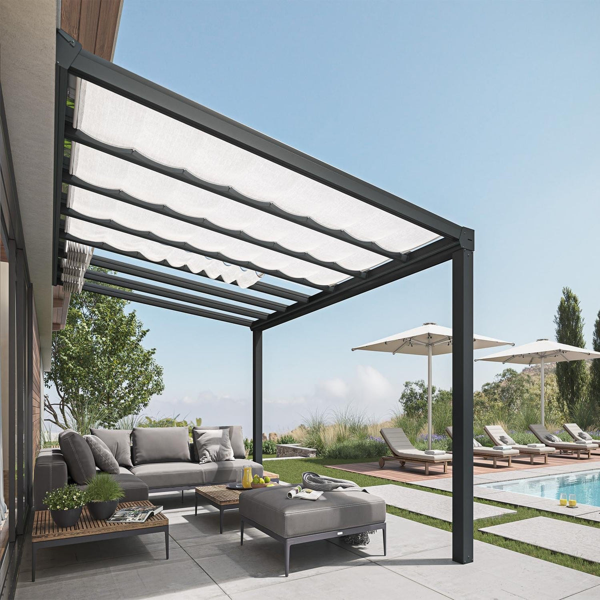 Palram - Canopia | 11x31 ft Stockholm Patio Cover Roof Blinds