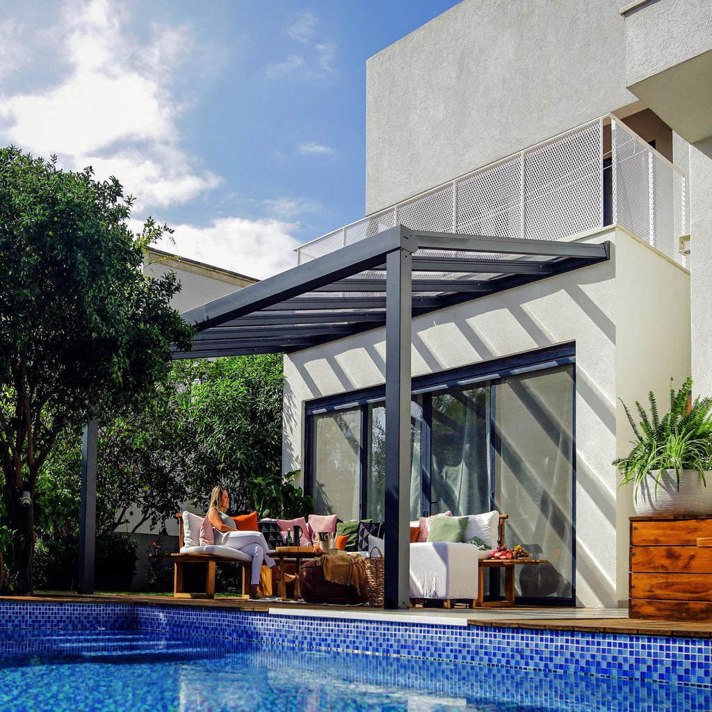 Palram - Canopia | Stockholm 11x17 ft Patio Cover - Gray/Clear - HG9455