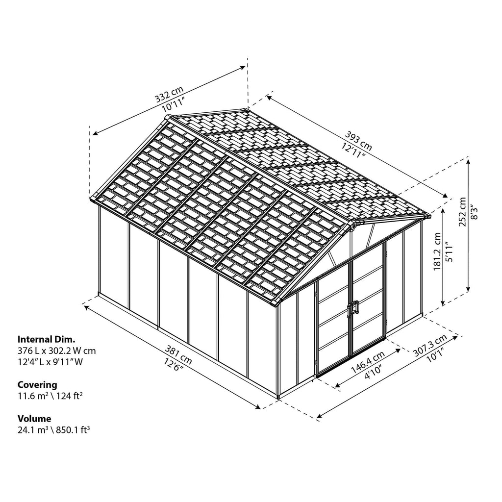 Palram - Canopia | Yukon Polycarbonate Storage Shed - HG9909SGY