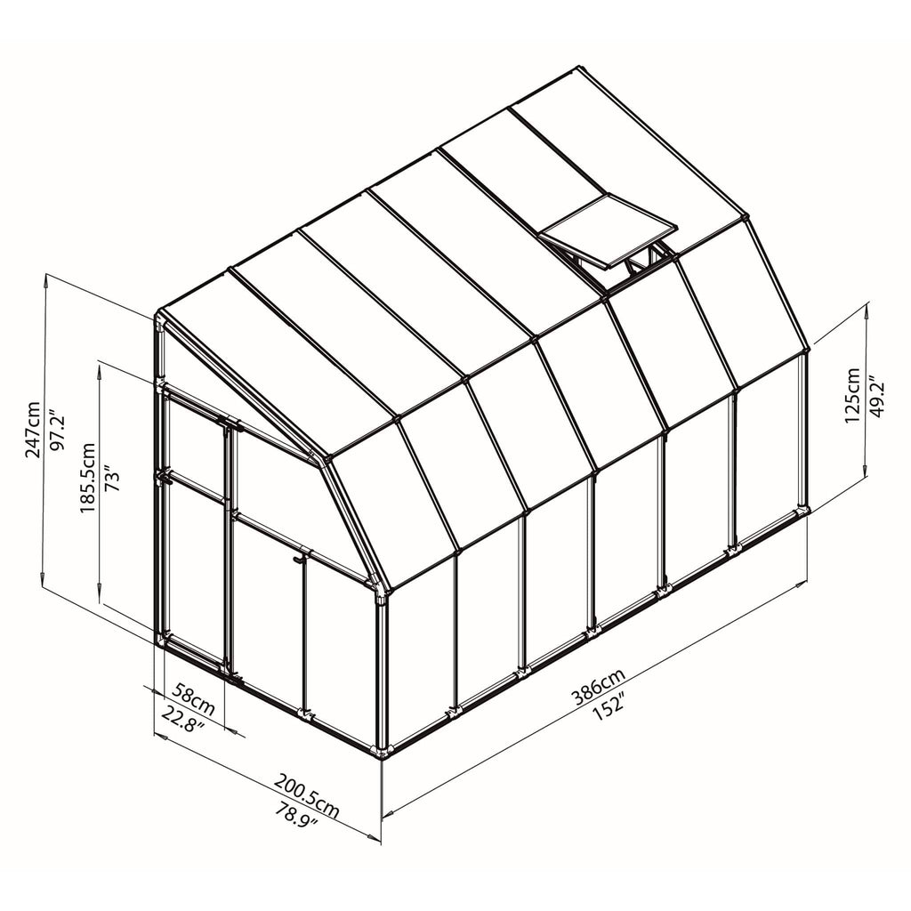Palram - Canopia | Sun Room Six Sunroom Enclosure, Lean To Greenhouse Kit - HG7506