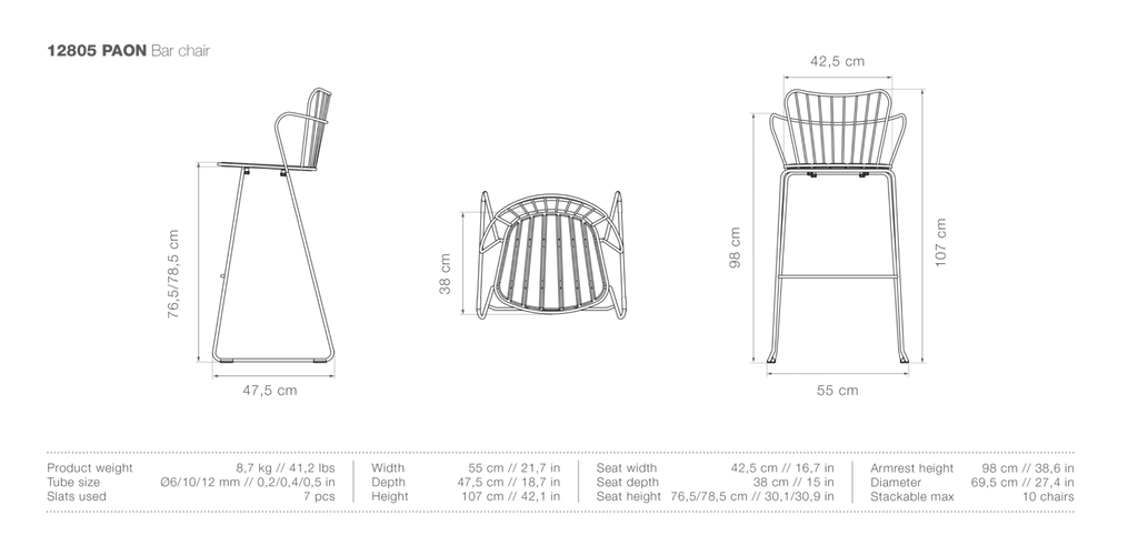 HOUE PAON Outdoor Bar Chair