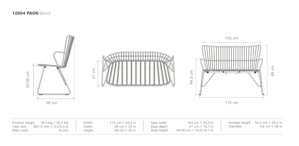 HOUE PAON Outdoor Bench