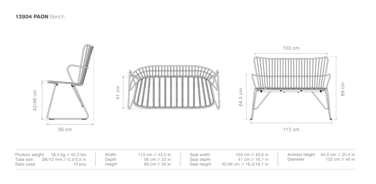 HOUE PAON Outdoor Bench