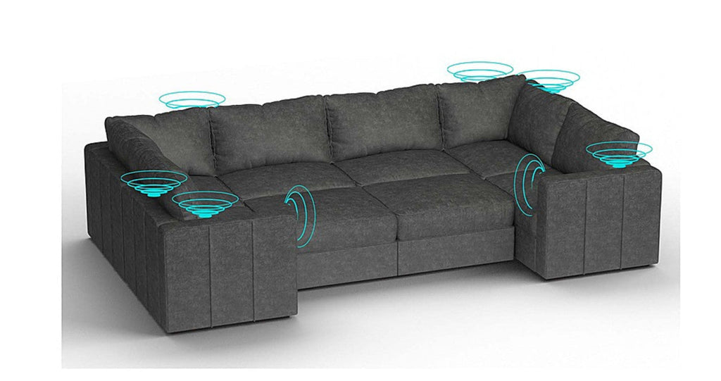 Lovesac – 8 Seats + 10 Sides Corded Velvet &amp; Lovesoft with 6 Speaker Immersive Sound + Charge System – Charcoal Grey - 1772608773432_642