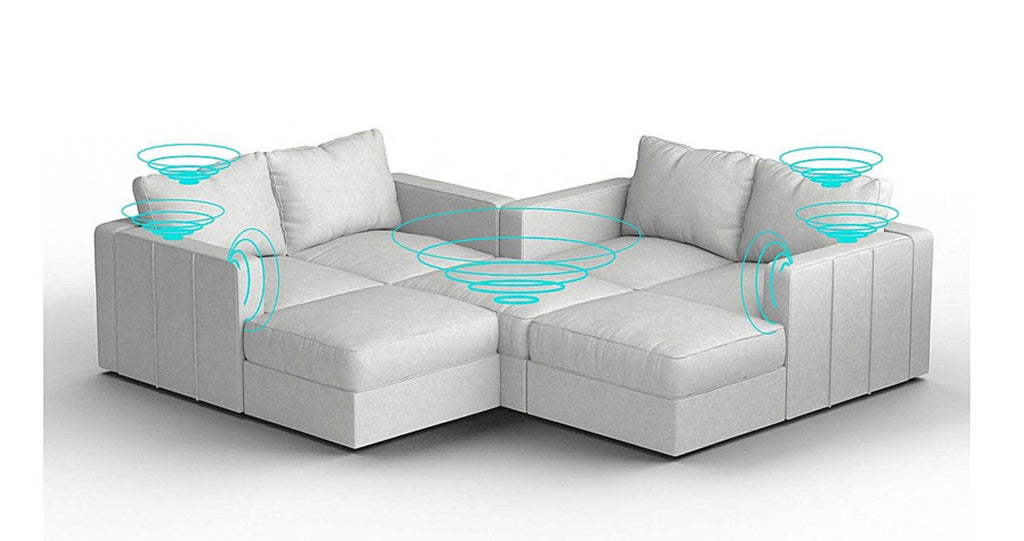Lovesac – 7 Seats + 8 Sides Corded Velvet &amp; Standard Foam with 6 Speaker Immersive Sound + Charge System – Sky Grey - 1772604945198_341