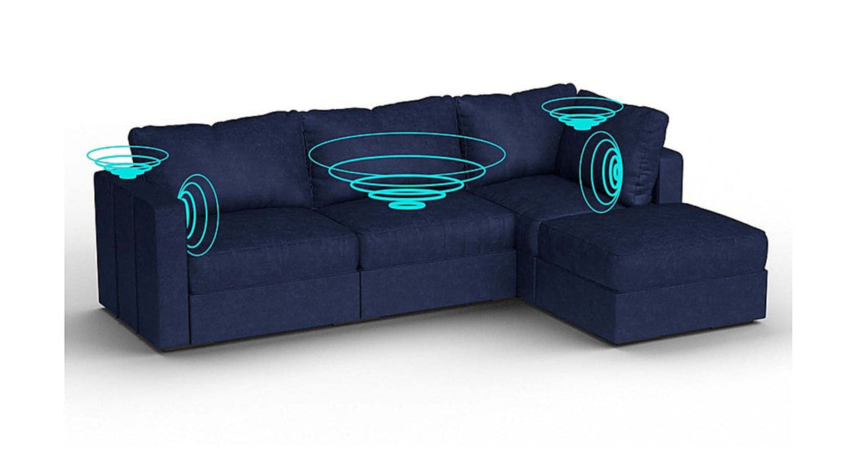 Lovesac – 4 Seats + 5 Sides Corded Velvet &amp; Standard Foam with 8 Speaker Immersive Sound + Charge System – Sapphire Navy - 1772608780526_774
