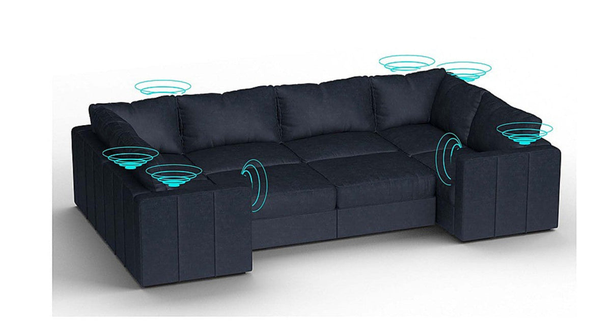 Lovesac – 8 Seats + 10 Sides Corded Velvet &amp; Standard Foam with 10 Speaker Immersive Sound + Charge System – Midnight Navy - 1772608870064_320