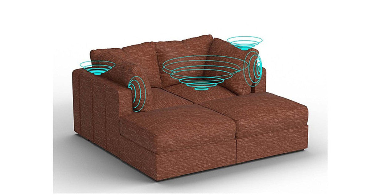 Lovesac – 4 Seats + 4 Sides Rained Chenille &amp; Standard Foam with 8 Speaker Immersive Sound + Charge System – Terracotta - 1772608805172_197