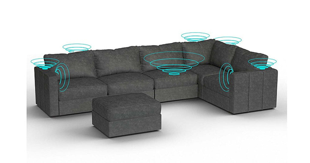 Lovesac – 6 Seats + 8 Sides Corded Velvet &amp; Lovesoft with 10 Speaker Immersive Sound + Charge System – Charcoal Grey - 1772606866167_46