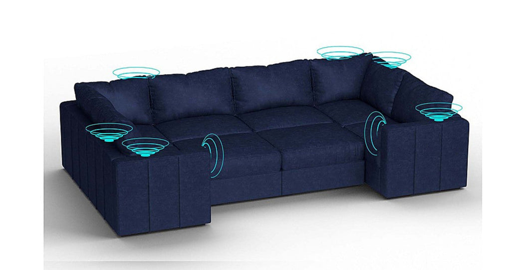 Lovesac – 8 Seats + 10 Sides Corded Velvet &amp; Lovesoft with 8 Speaker Immersive Sound + Charge System – Sapphire Navy - 1772602963076_609