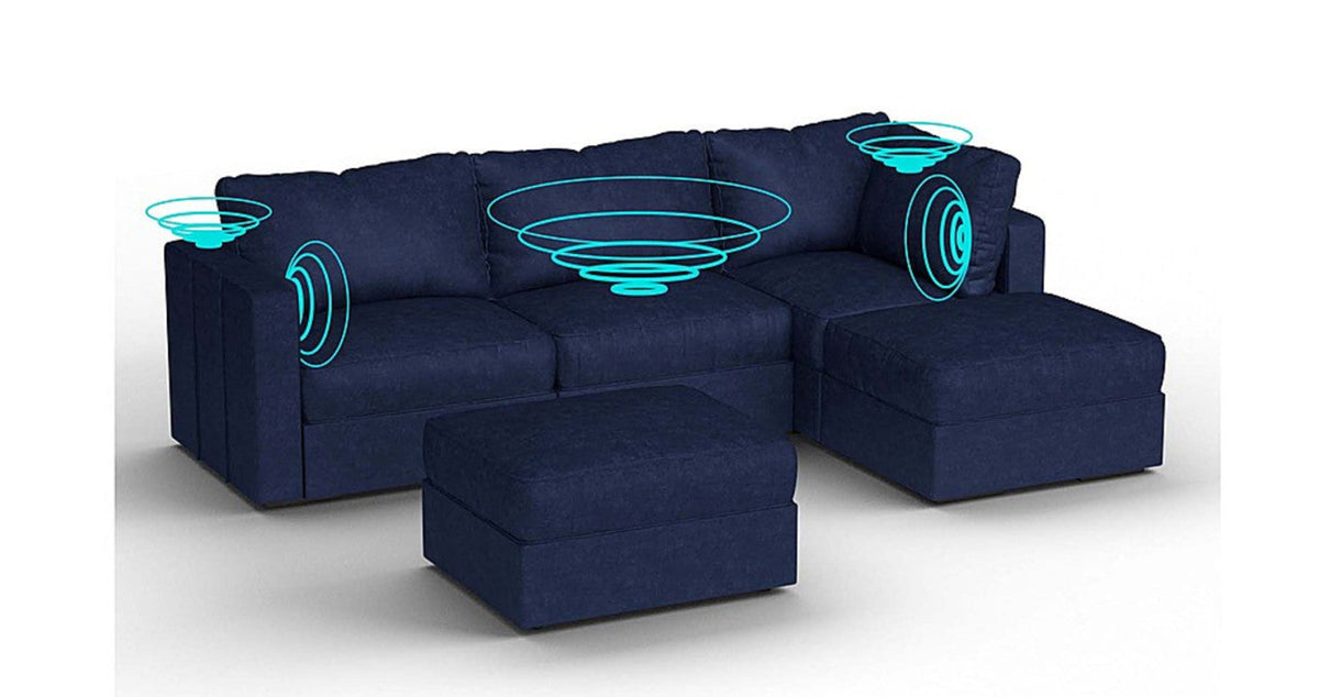 Lovesac – 5 Seats + 5 Sides Corded Velvet &amp; Standard Foam with 8 Speaker Immersive Sound + Charge System – Sapphire Navy - 1772611549053_362