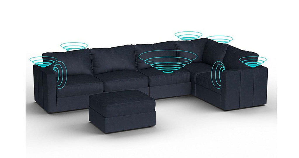 Lovesac – 6 Seats + 8 Sides Corded Velvet &amp; Standard Foam with 8 Speaker Immersive Sound + Charge System – Midnight Navy - 1772604883928_519