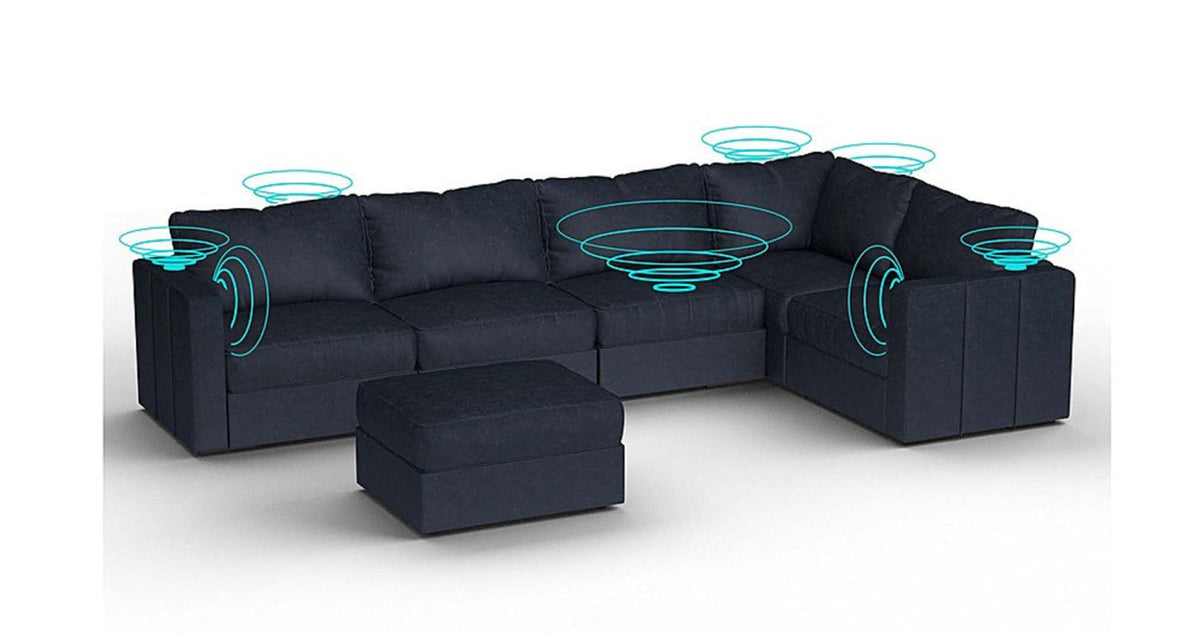 Lovesac – 6 Seats + 8 Sides Corded Velvet &amp; Standard Foam with 10 Speaker Immersive Sound + Charge System – Midnight Navy - 1772603055146_234