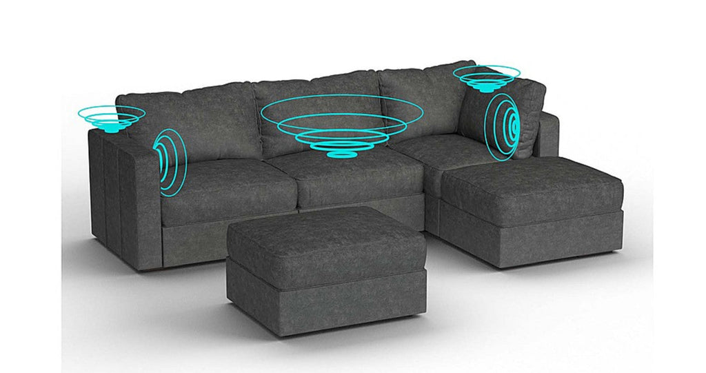 Lovesac – 5 Seats + 5 Sides Corded Velvet &amp; Lovesoft with 8 Speaker Immersive Sound + Charge System – Charcoal Grey - 1772611597048_600
