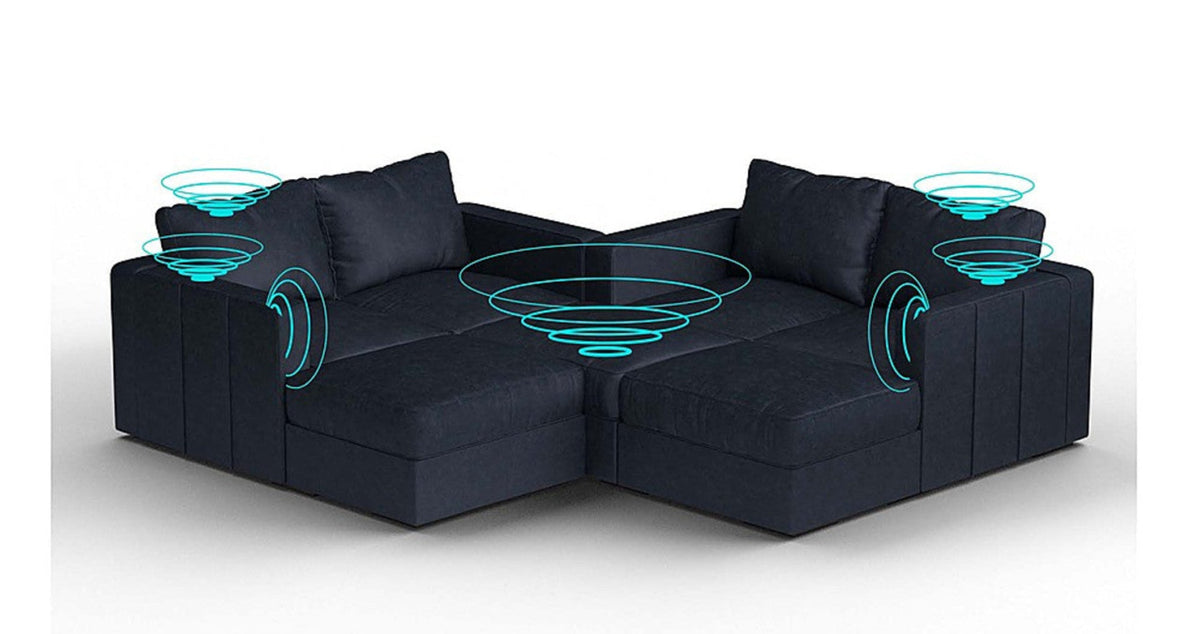 Lovesac – 7 Seats + 8 Sides Corded Velvet &amp; Standard Foam with 8 Speaker Immersive Sound + Charge System – Midnight Navy - 1772612868452_614