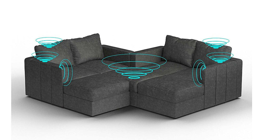 Lovesac – 7 Seats + 8 Sides Corded Velvet &amp; Standard Foam with 6 Speaker Immersive Sound + Charge System – Charcoal Grey - 1772611622617_326