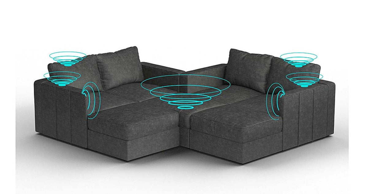 Lovesac – 7 Seats + 8 Sides Corded Velvet &amp; Standard Foam with 6 Speaker Immersive Sound + Charge System – Charcoal Grey - 1772611622617_326