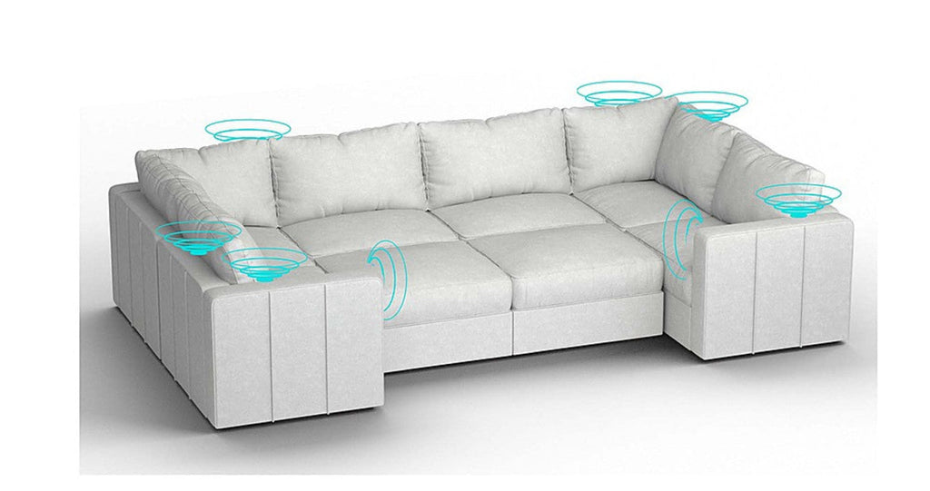 Lovesac – 8 Seats + 10 Sides Corded Velvet &amp; Standard Foam with 10 Speaker Immersive Sound + Charge System – Sky Grey - 1772604950936_696