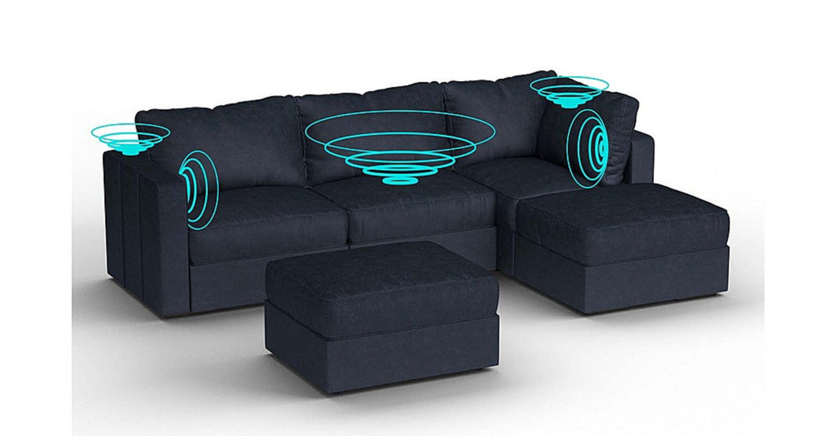 Lovesac – 5 Seats + 5 Sides Corded Velvet &amp; Standard Foam with 8 Speaker Immersive Sound + Charge System – Midnight Navy - 1772608920174_816