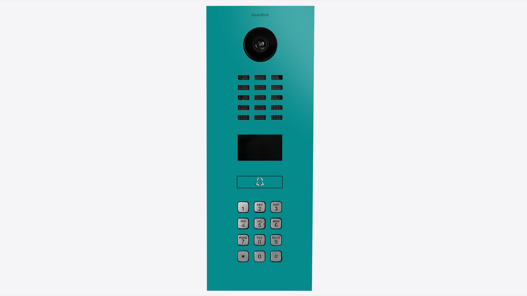 DoorBird D2101KV IP Video Intercom, 1 Call Button in Turquoise Blue, RAL 5018 - 423884588
