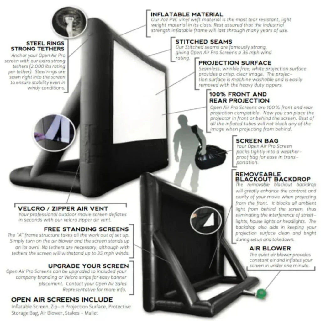Open Air Cinema Event Pro Outdoor Movie Screen Kit - P-12