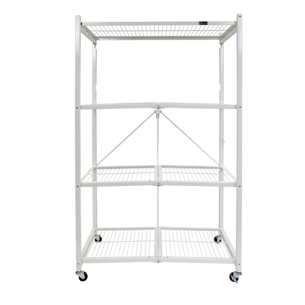 Origami 3-Pack R5-06W 4-Wheel 4-Shelf Folding Steel Wire Shelving Storage, White - 415204
