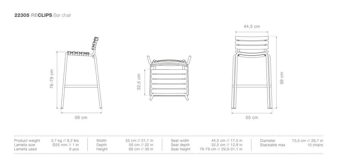 HOUE ReCLIPS Outdoor Bar Chair